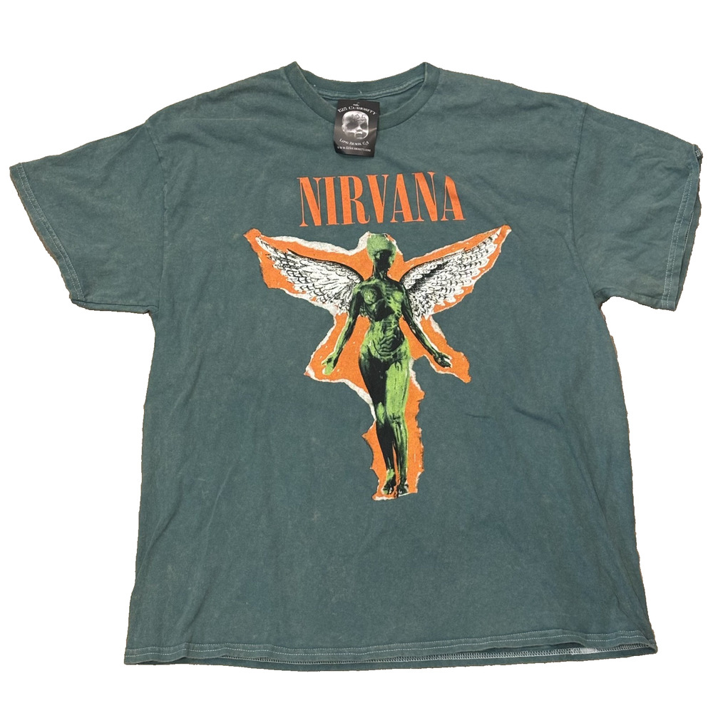 Nirvana Shirt Mens Large Black In Utero Angel Graphic Band Rock Tee Size XL NWT